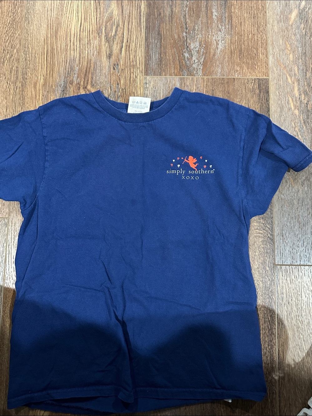 Simply Southern Navy Tee with Orange Logo - Kids Short Sleeve